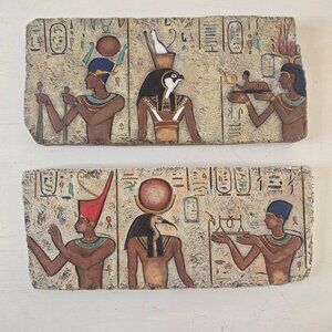 Vintage Veronese Egyptian Decor Set of 2 Wall Plaques